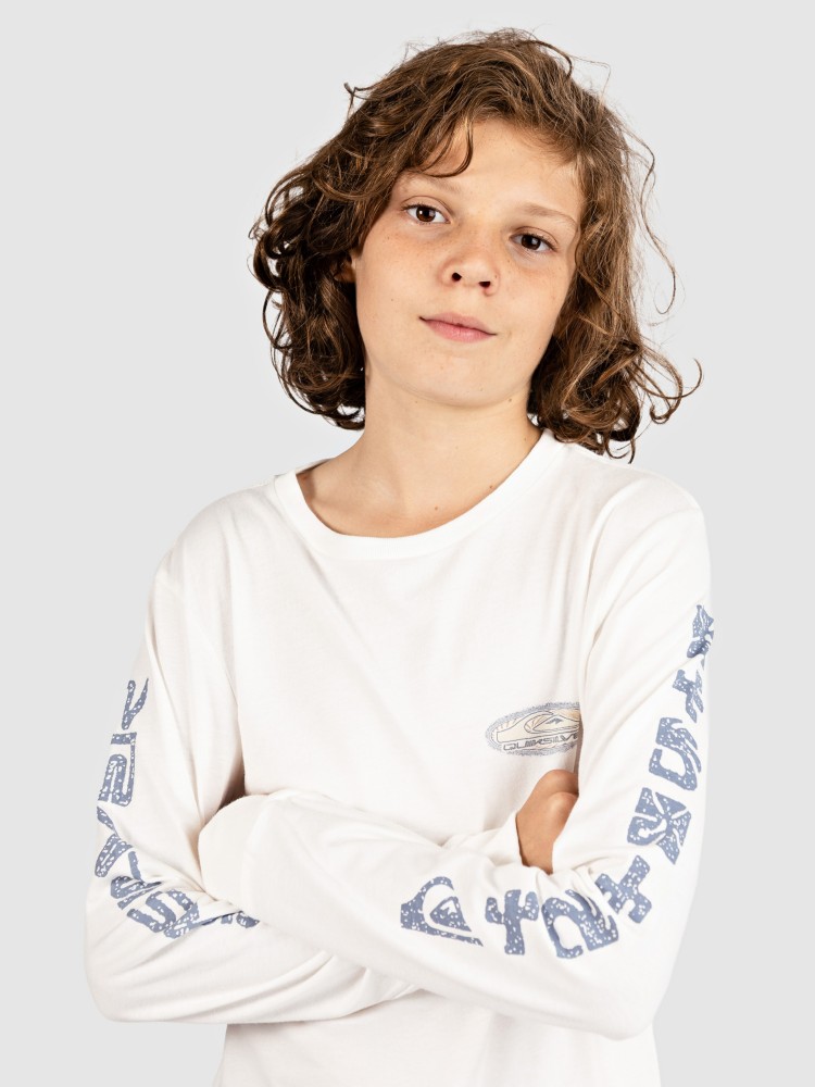 Лонгслив Quiksilver Evo Border Lines Kids Longsleeve T-Shirt, snow white — фото 4