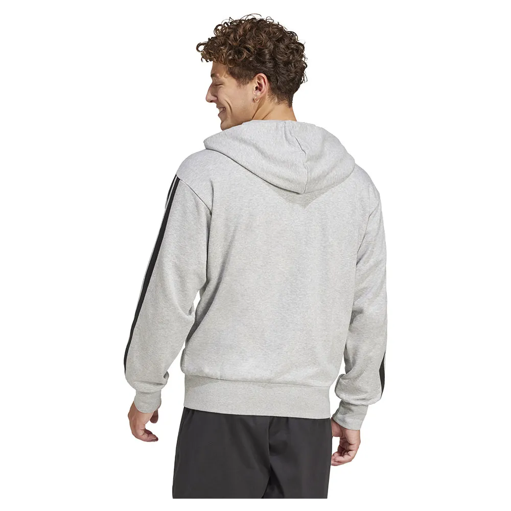 Толстовка adidas Essentials 3 Stripes French Terry full zip, серый — фото 2