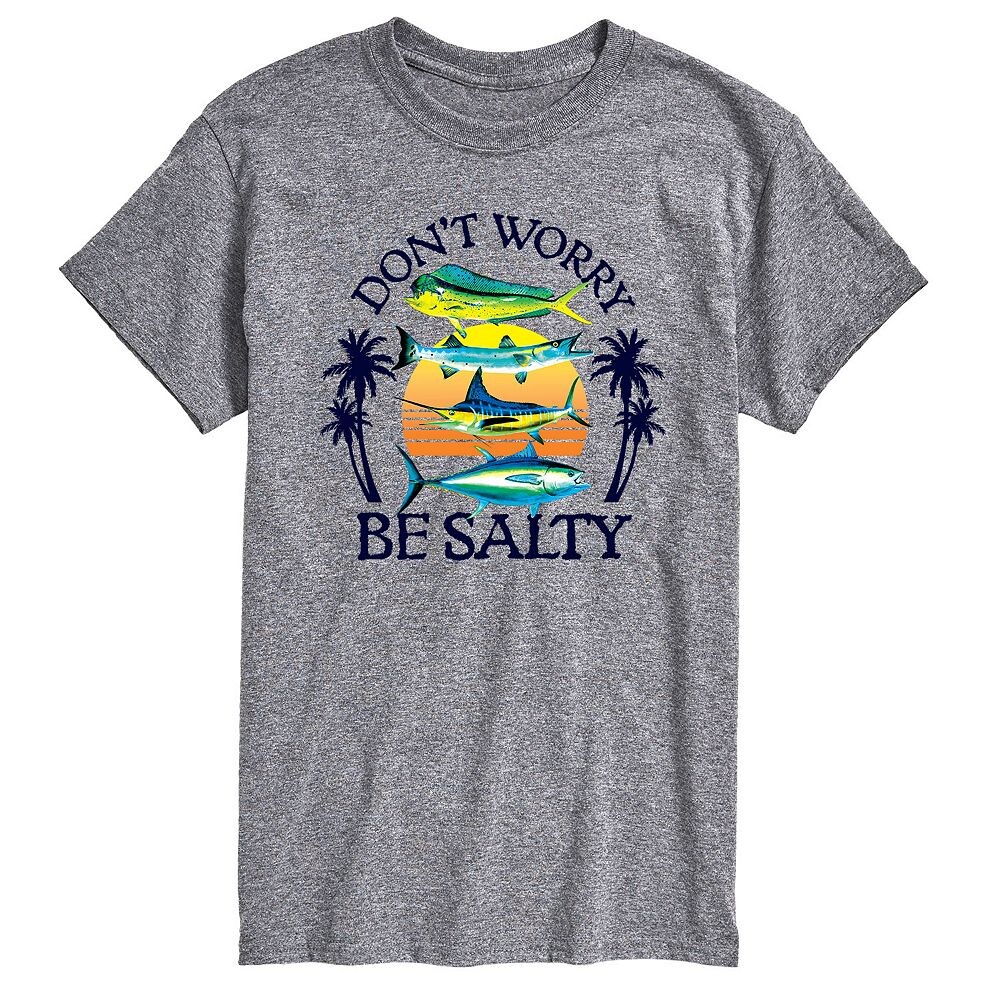 

Футболка Big & Tall Dont Worry Be Salty с рисунком Licensed Character, серый