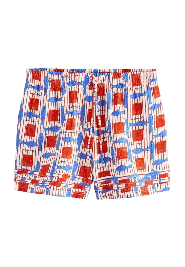 Шорты прямого кроя с поясом на завязках Next, Red Blue Fish Print