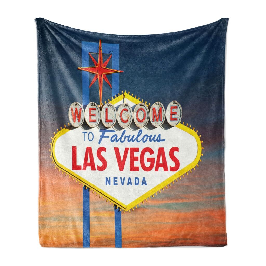 

ABAKUHAUS USA Мягкое фланелевое флисовое одеяло, Fabulous Las Vegas Nevada, уютный плюш для использования в помещении и на улице, 125 x 175 см, разноцветное