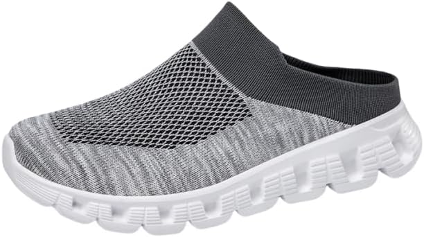 

Мужские модные вязаные дышащие сабо с перфорацией, удобные, с нескользящей и долговечной мягкой подошвой, тапочки для дома и улицы, летние Azttoztto, белый/серый