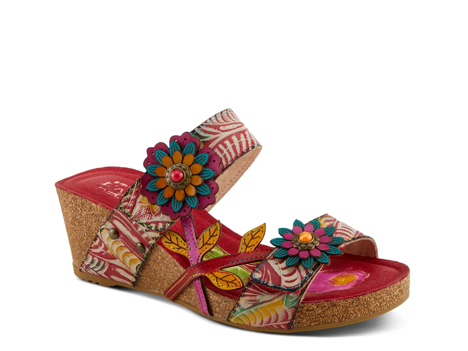 Сандалии Moai Wedge Sandal L'Artiste By Spring Step, красный/мультиколор