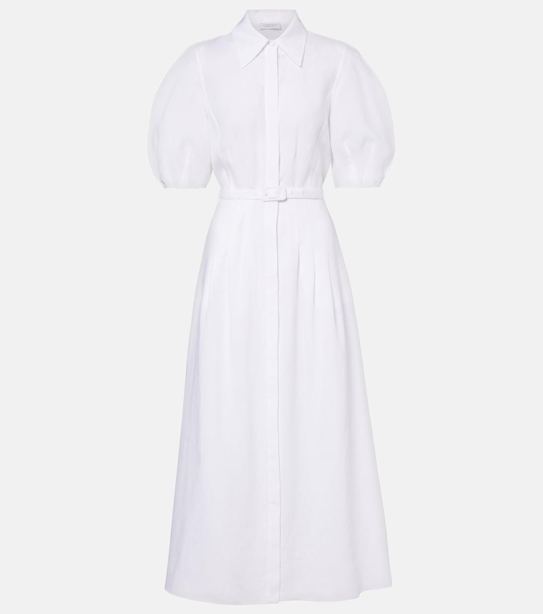 

Платье-рубашка из льна с поясом Maude Gabriela Hearst, белый