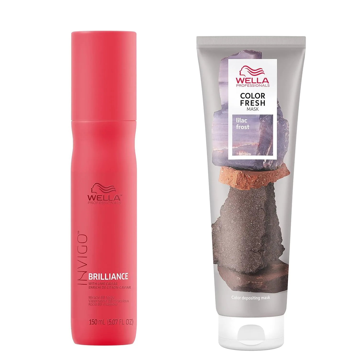 Wella Professionals Color Fresh Mask, Lilac Frost, натуральный оттенок, временное окрашивание, без повреждений, маска для волос с авокадо + Invigo Brilliance Miracle BB спрей для защиты цвета