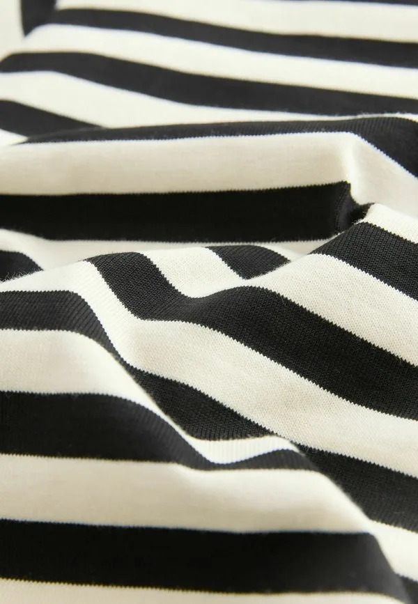 Плотная футболка с коротким рукавом и круглым вырезом, с принтом Next, Black Ecru Stripe — фото 2