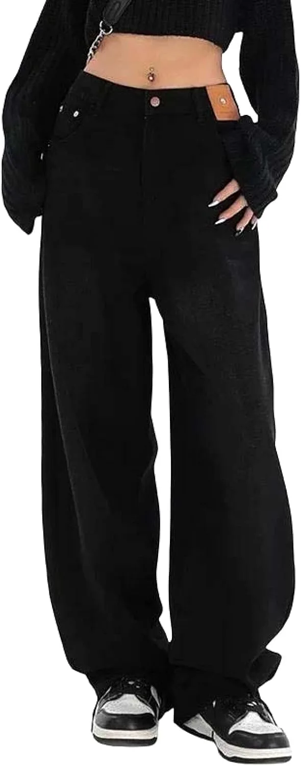 

Женские джинсы прямого кроя с высокой посадкой и эластичной тканью для повседневной носки