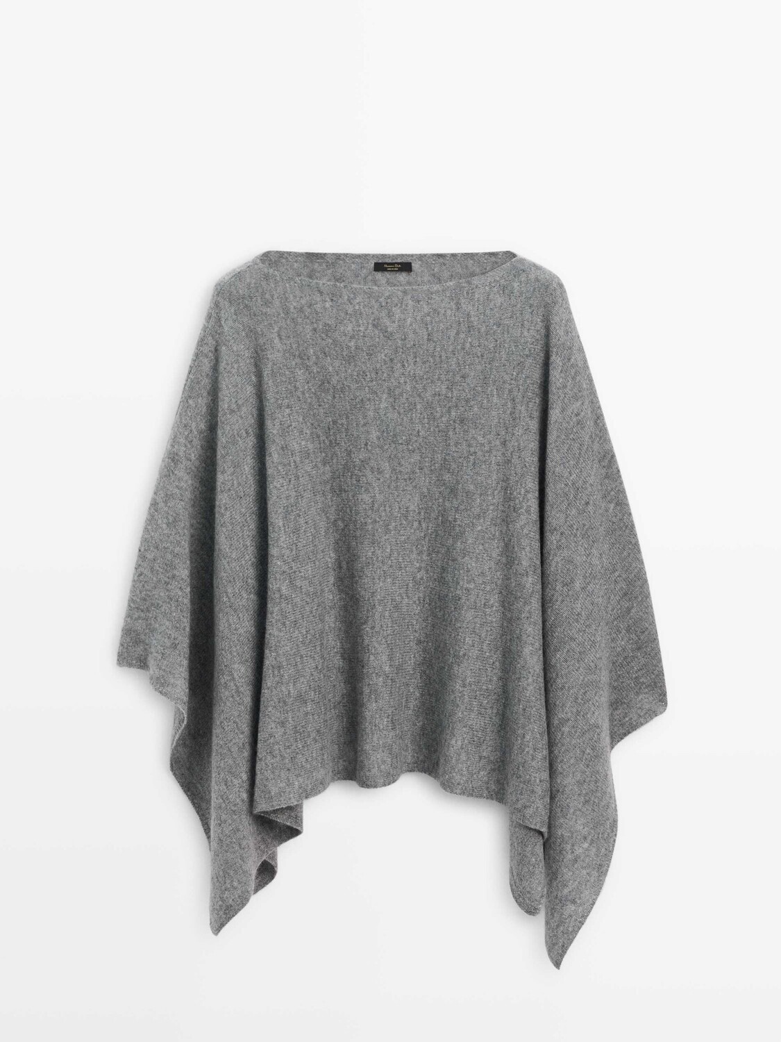 

Короткое асимметричное пальто-накидка из смесовой шерсти Massimo Dutti, серый
