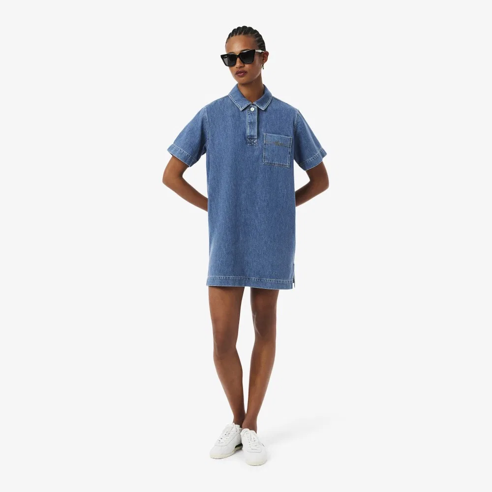 Платье Lacoste джинсовое поло, синее
