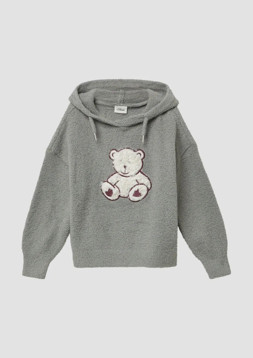 Свитер с капюшоном, teddy-плюш, s.Oliver, серый