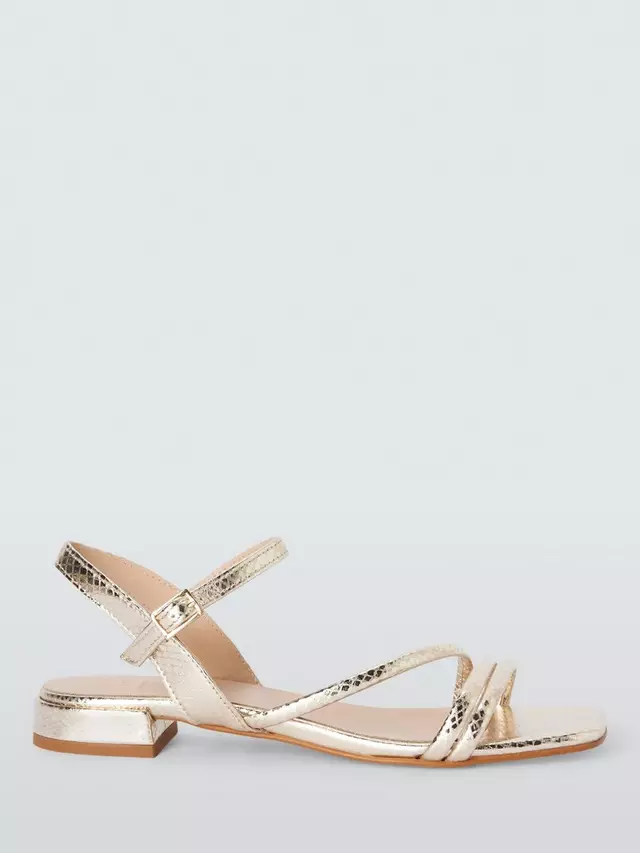 Сандалии John Lewis Lisbeth Leather Asymmetric Strap Dressy Flat, золотой