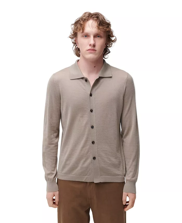 

Мужской кашемировый шелковый кардиган с воротником-поло Gobi Cashmere, коричневый