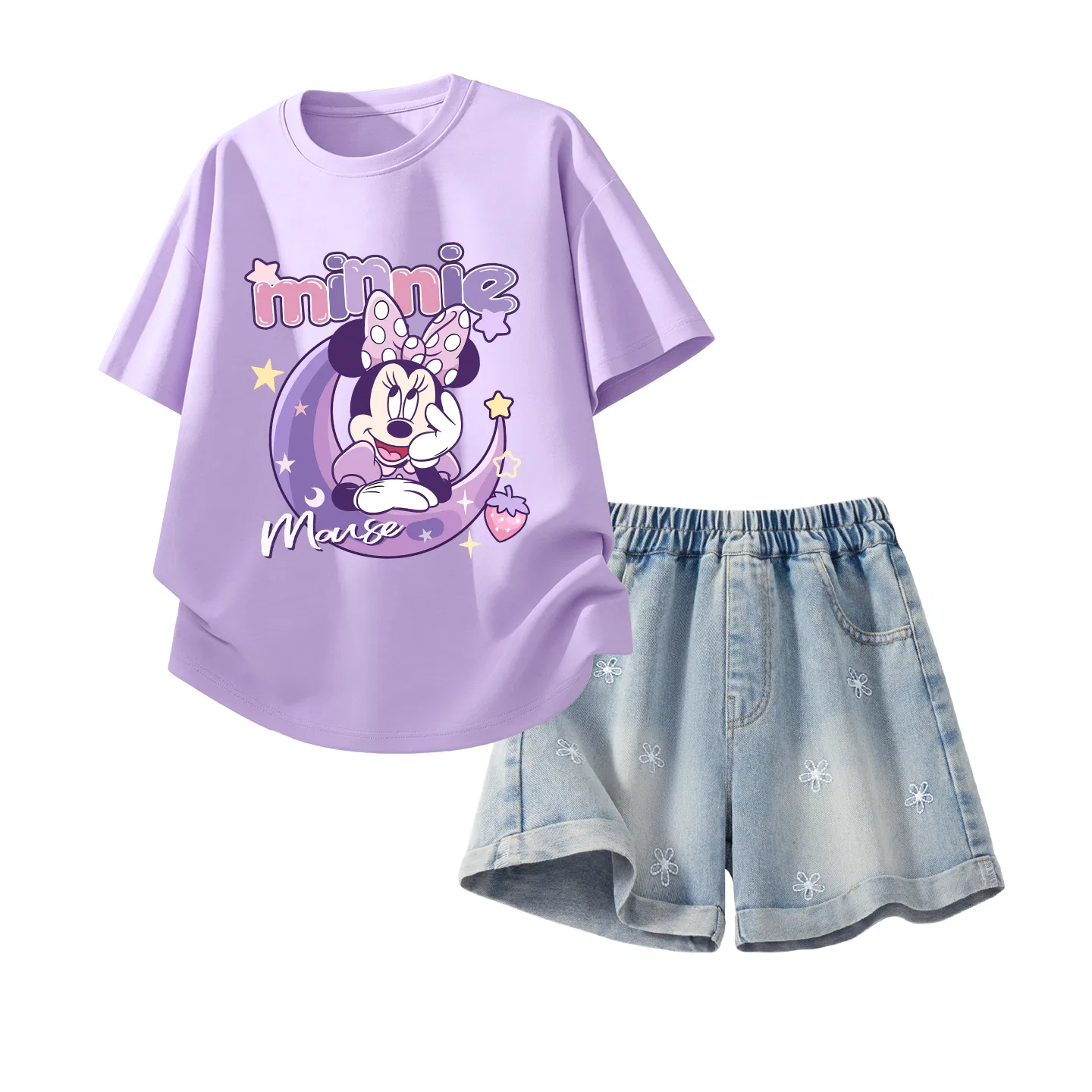 Детский спортивный костюм Disney Kids Casual Sportswear Crew Neck Thin Stretch Breathable, цвет: фиолетовый и джинсовый синий