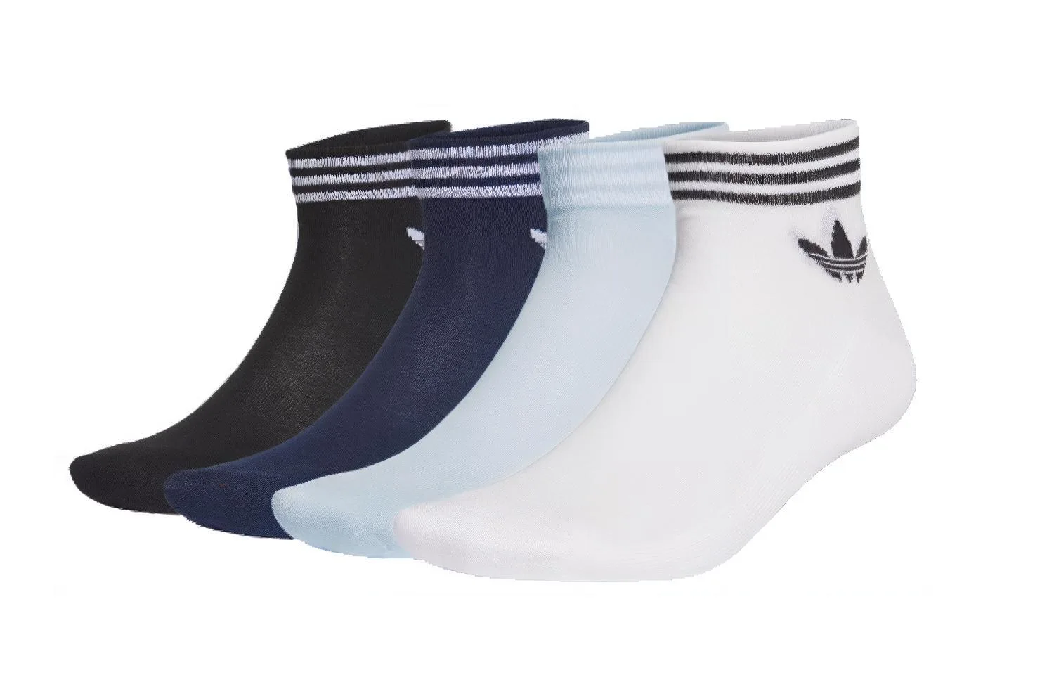 Adidas Originals Ankle Socks Unisex Couple's, 6 Pack (White/Black/Light Sky Blue/Dark Blue)