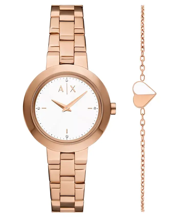 

Armani Exchange Women's Two-Hand Rose Gold-Tone Stainless Steel Gift Set, 36mm A|X Armani Exchange