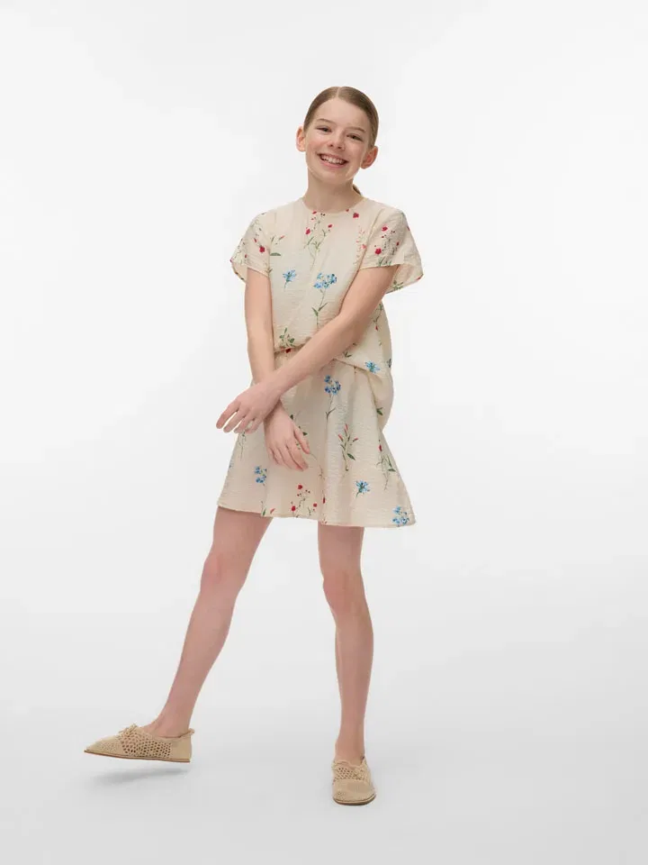 Блуза с цветочным принтом Vero Moda Girl, бежевый