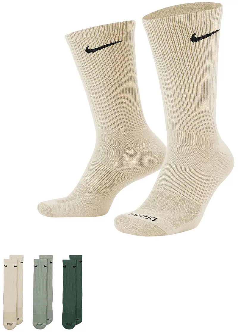 

Носки Nike Dri-FIT Everyday Plus Cushion Crew — 3 шт, цвет Orewood/Jade/Fir