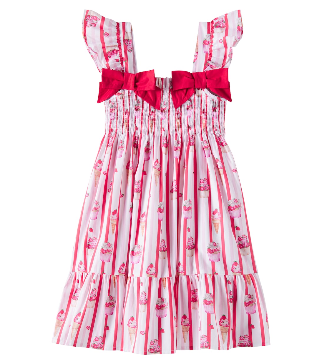 

Платье из хлопкового поплина с принтом и бантом Patachou, Strawberries Print