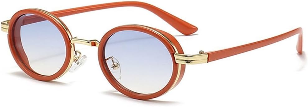 

Ретро овальные солнцезащитные очки для женщин и мужчин, модные хип-хоп металлические солнцезащитные очки в маленькой оправе, панк-очки с защитой от УФ-излучения UV400 LOVQZAOF, Orange Red