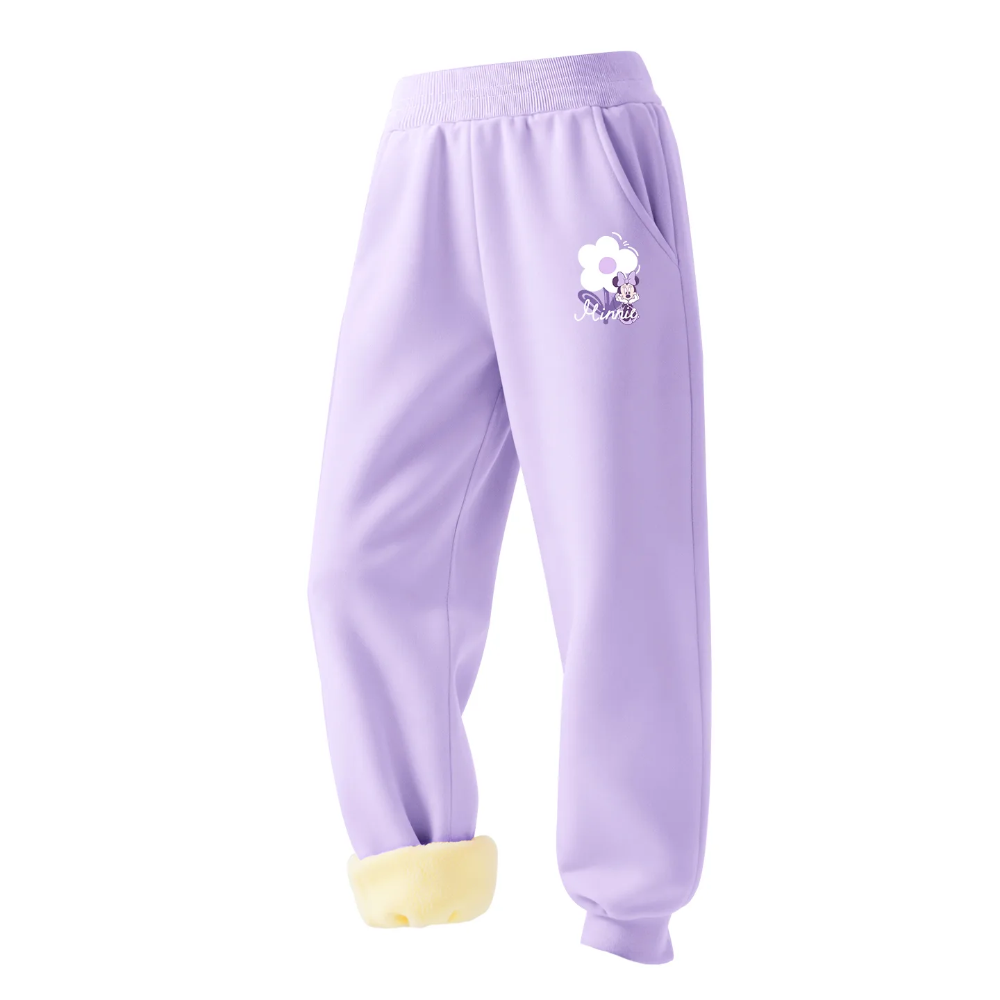 Детские вязаные спортивные штаны Disney, [Thickened Lamb's Wool]Di Xin Huani K Taro Purple
