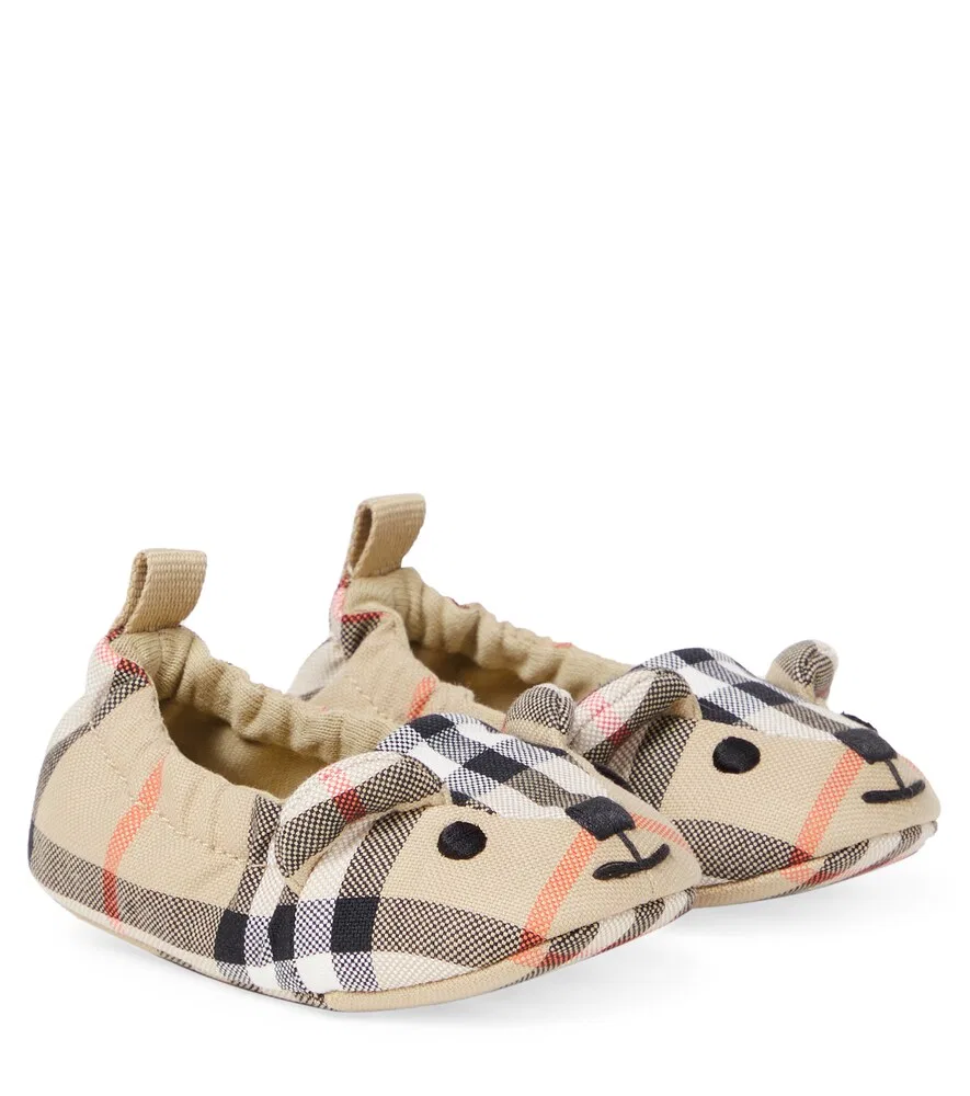 Детские слипоны из парусины в клетку Burberry Burberry Kids, бежевый