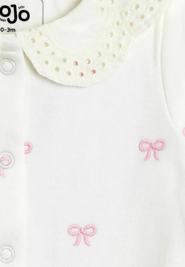 Спальный комбинезон стандартного кроя с вышитыми ножками Jojo Maman Bébé, Cream — фото 3