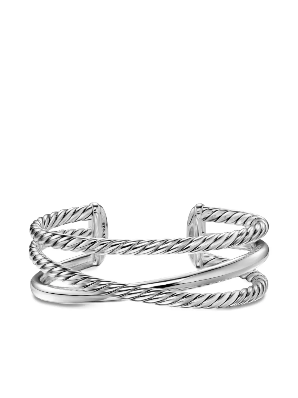 

Браслет-манжета Bold Crossover Three Row из стерлингового серебра David Yurman, серебяный