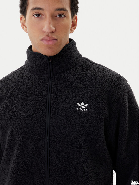 Флисовая куртка loose fit Trefoil Essentials Teddy JV7676 Adidas, черный — фото 4