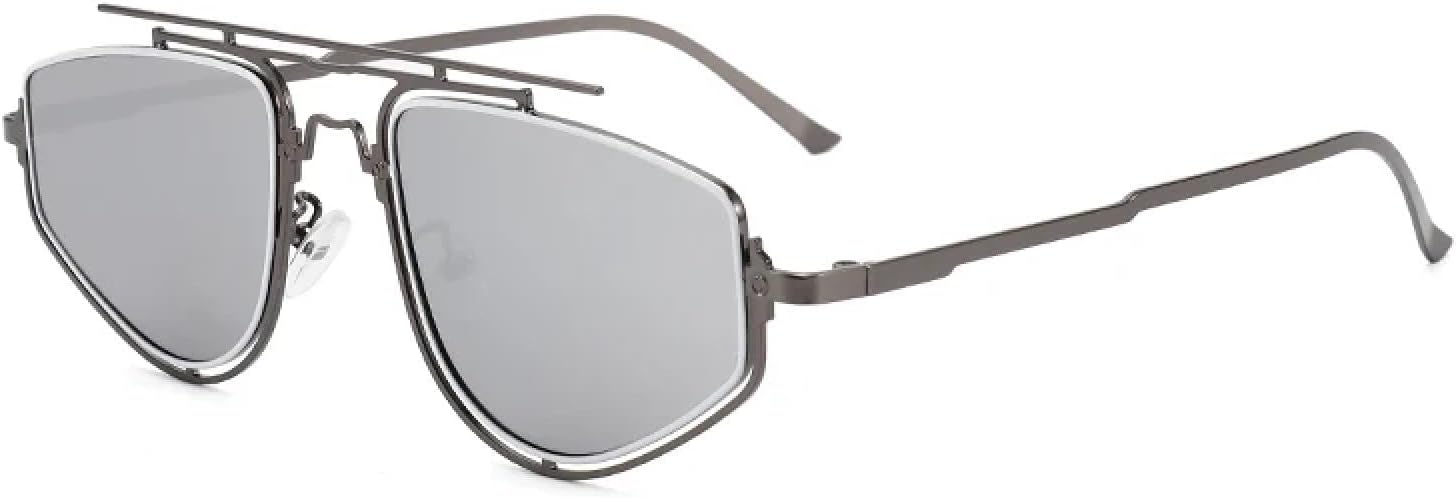 

Стильные солнцезащитные очки в стиле панк с двойным острием, защита от ультрафиолета UV400. Защита от ультрафиолета для вождения на открытом воздухе, стильные и универсальные TKKTLLT, Silver