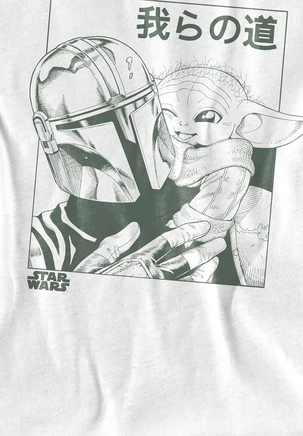 Футболка с принтом манги «мандалорец»: грогу и мандо Star Wars, White — фото 3