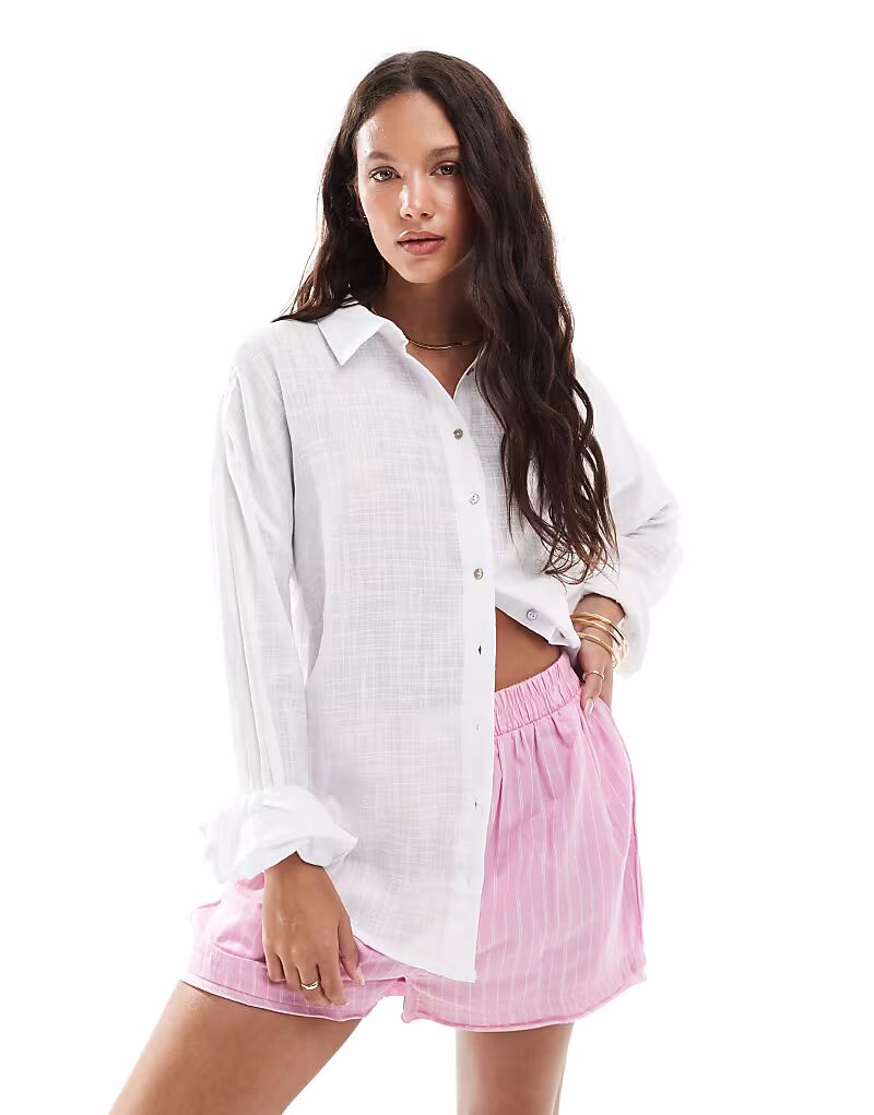 

Пляжная рубашка Cotton On с фактурной отделкой белого цвета Cotton:On
