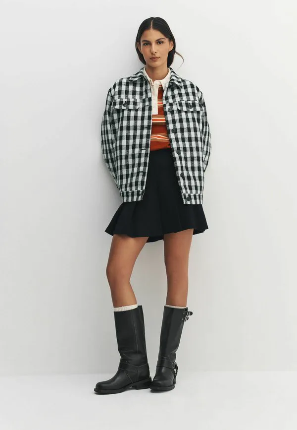 Летняя куртка-рубашка из букле, укороченная по фигуре. Next, Navy White Gingham — фото 2