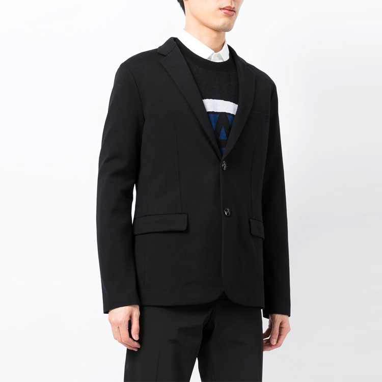 Сшитый джерси однобортный пиджак EMPORIO ARMANI, черный — фото 4