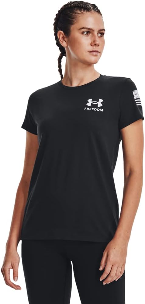 

Under Armour женская футболка New Freedom Banner, (001) Black/White, Белый, Under Armour женская футболка New Freedom Banner, (001) Black/White