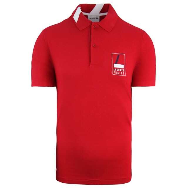 

Приталенная мужская рубашка-поло красного цвета Lacoste, красный