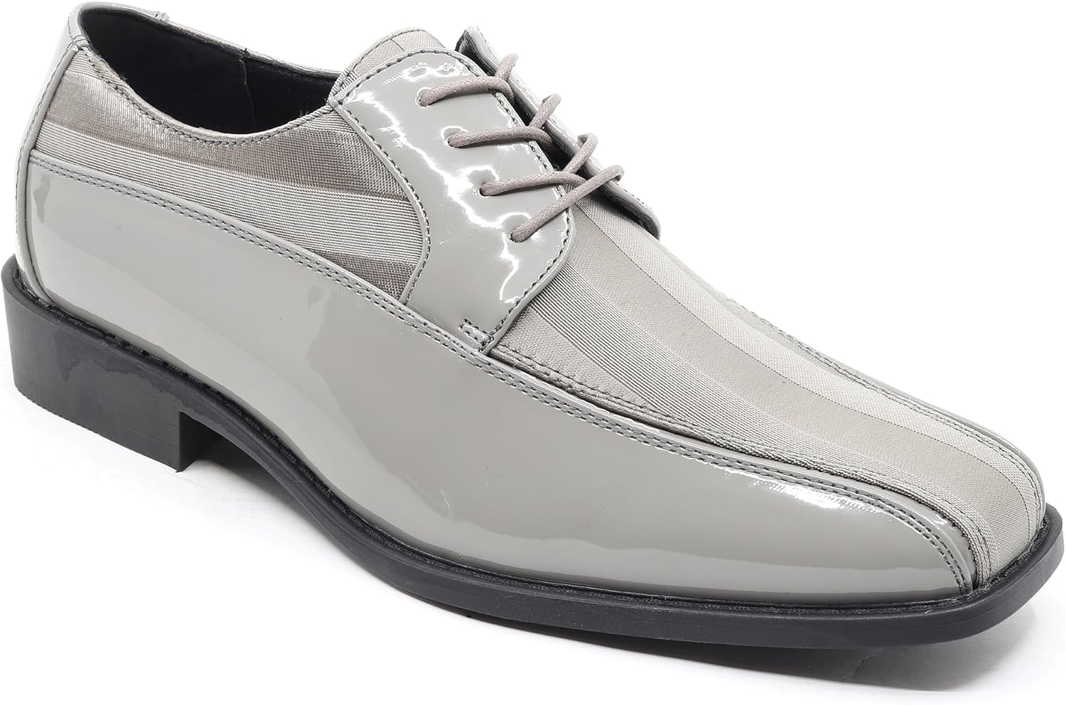 

Мужские оксфорды с шнуровкой из атласа в полоску с лакированным покрытием MC-179 Metrocharm, серый