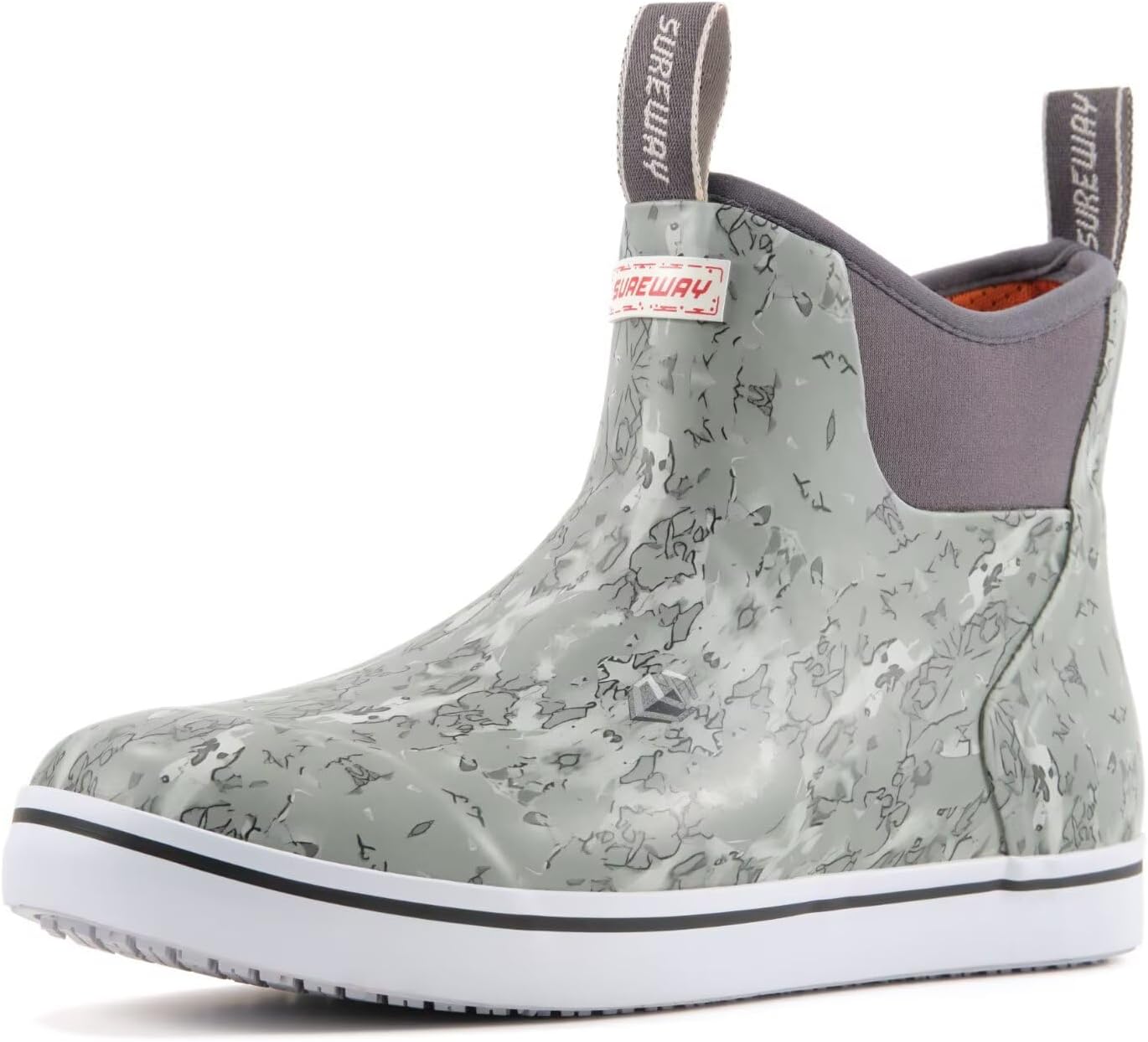 

Мужские ботинки SUREWAY для корабельной палубы, профессиональные противоскользящие рыболовные и ботинки для лодки до щиколотки, водонепроницаемые дождевые ботинки, легкие неопрено-резиновые палубные ботинки, New Harbo Mist