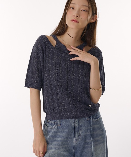 

Трикотажная футболка с двухсторонним блестящим эффектом MUHET, темно-синий