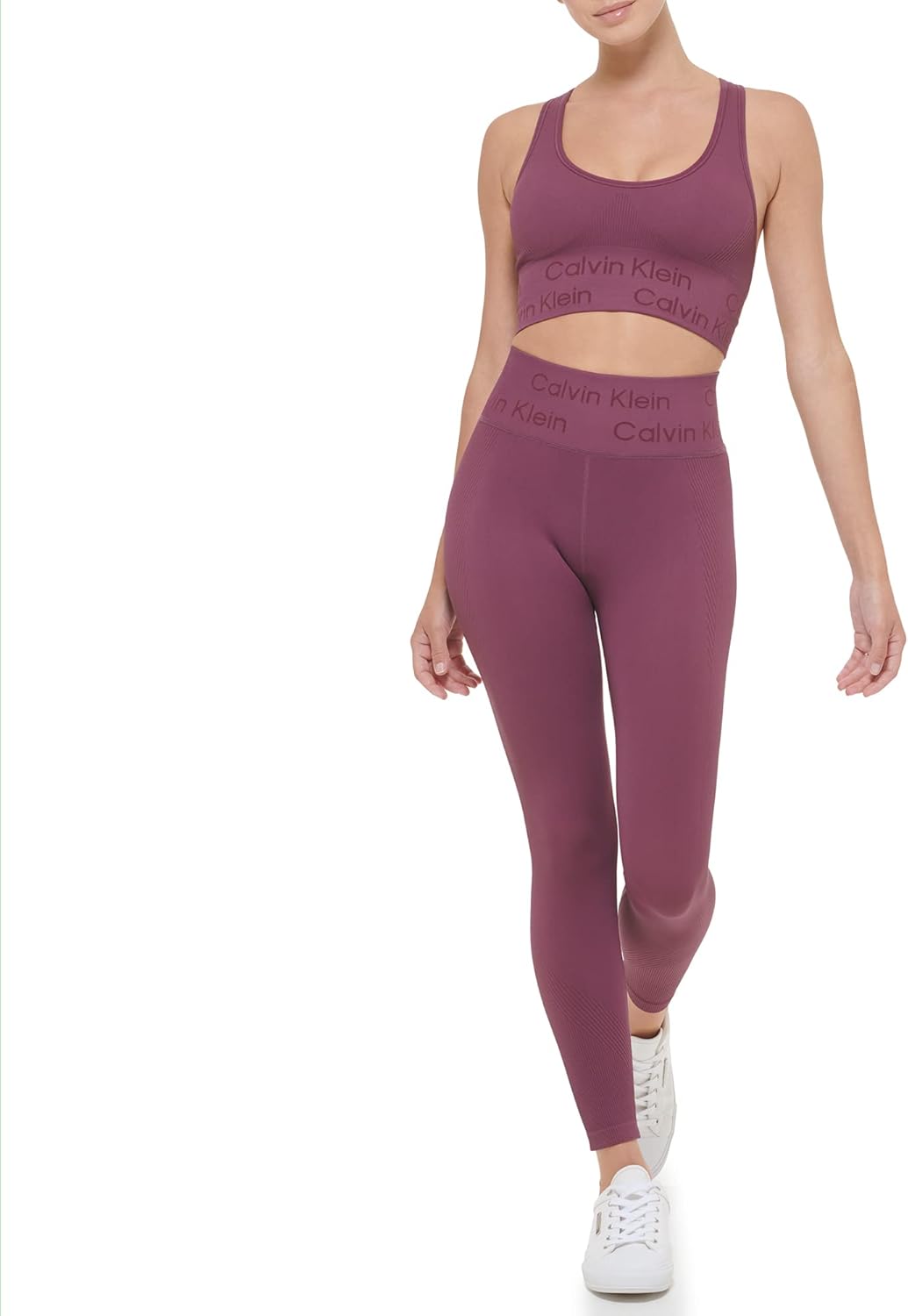 Женские текстурированные трикотажные леггинсы Calvin Klein Active 7/8, Garnet — фото 4