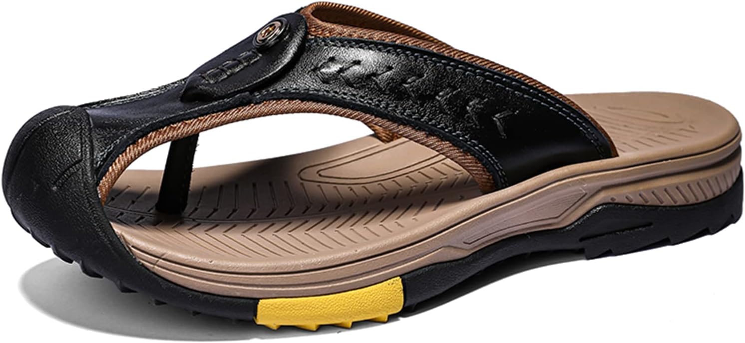 

Мужские сандалии с закрытым носком - спортивные шлепанцы для мужчин, удобные повседневные вьетнамки для улицы Abborora, черный