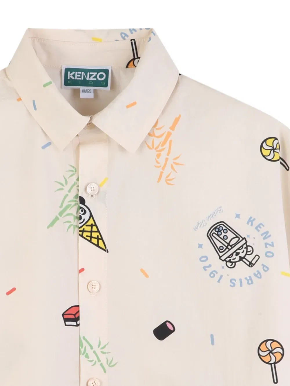 Рубашка с принтом по всей поверхности Kenzo Kids, нейтральный — фото 3