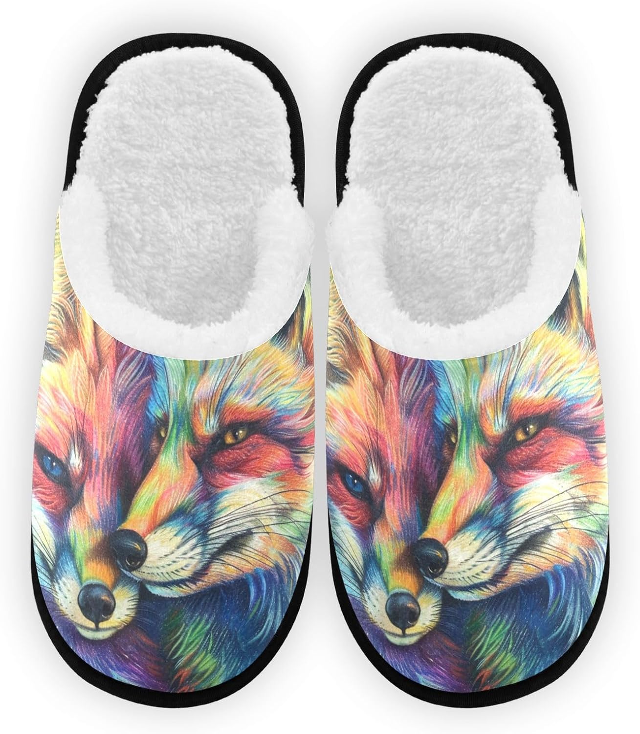 

Мягкие тапочки FENOCHE Rainbow Foxes для женщин и мужчин, теплые и удобные, для путешествий и спа, противоскользящие домашние обувь, Multicolor