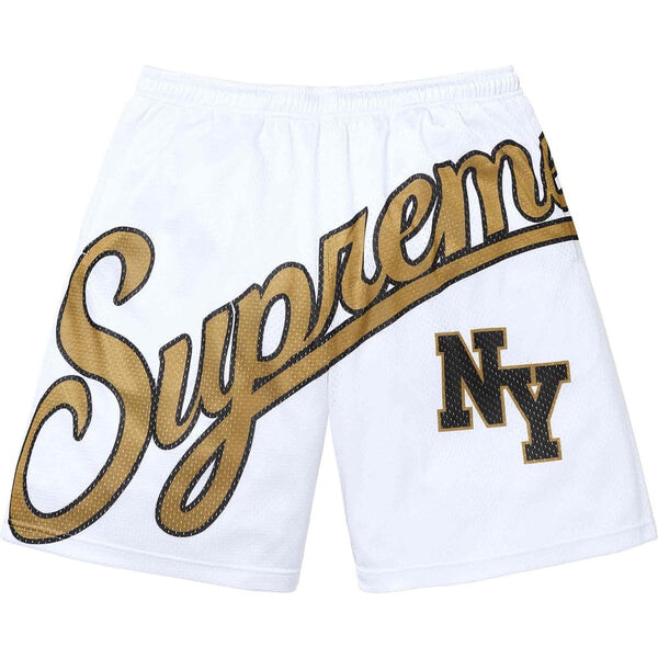 

Шорты big script mesh shorts 'white black gold' Supreme, белый