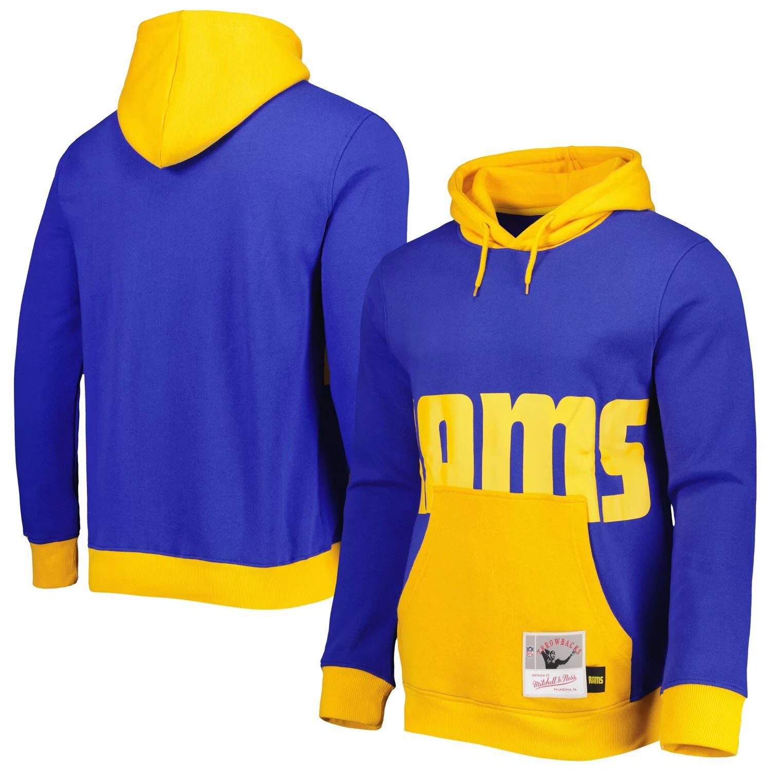 

Мужской пуловер с капюшоном Mitchell & Ness Royal Los Angeles Rams Big Face 5.0