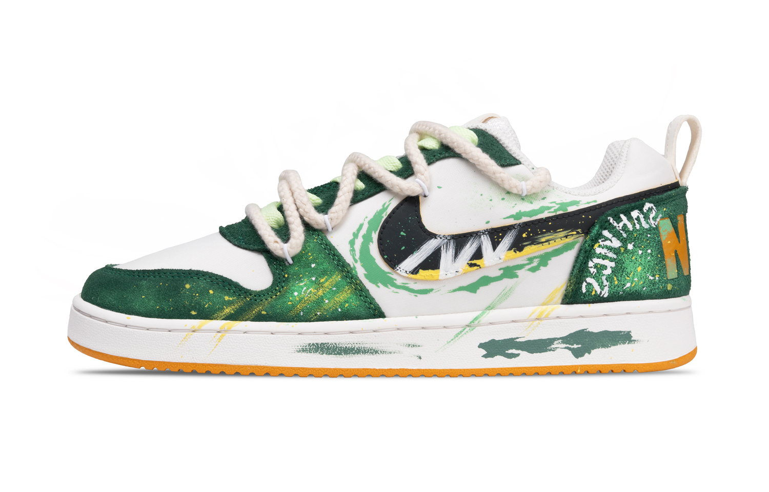 

Nike Кроссовки для скейтбординга Court Borough PRM мужские низкие бело-зеленые с усиленной амортизацией и износостойкостью