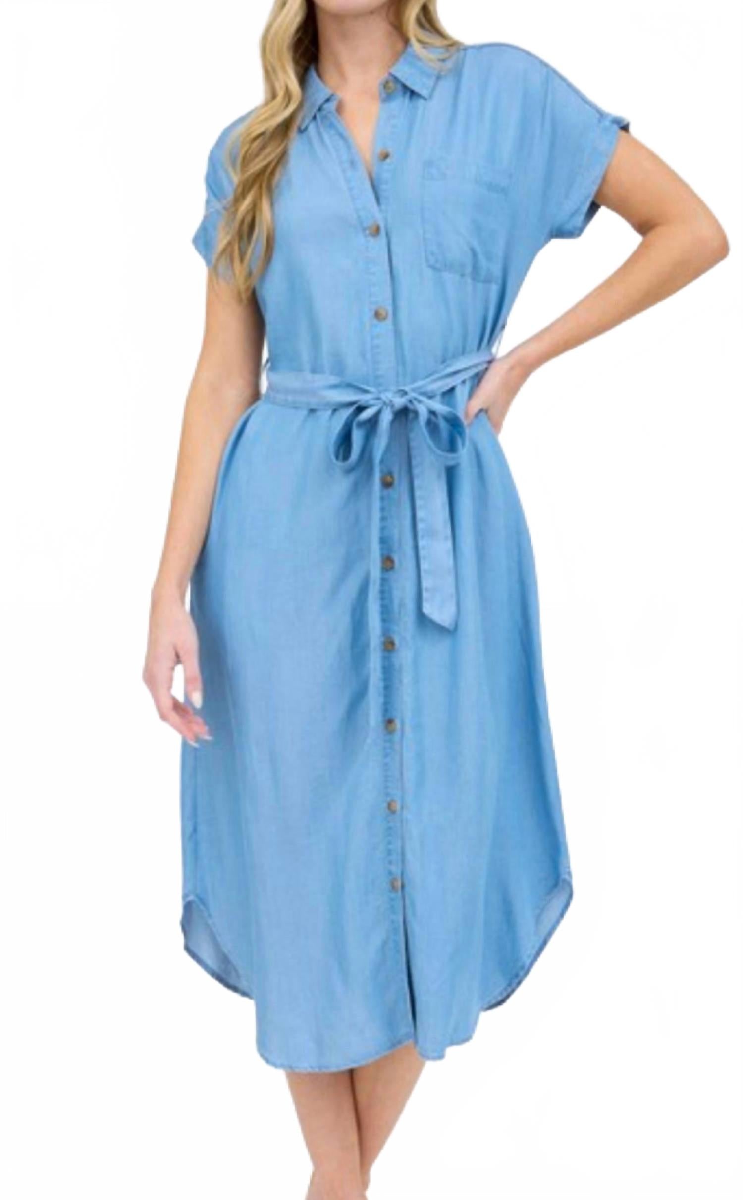 

Blu Pepper Платье-рубашка миди Deirdre из бледно-голубой шамбре