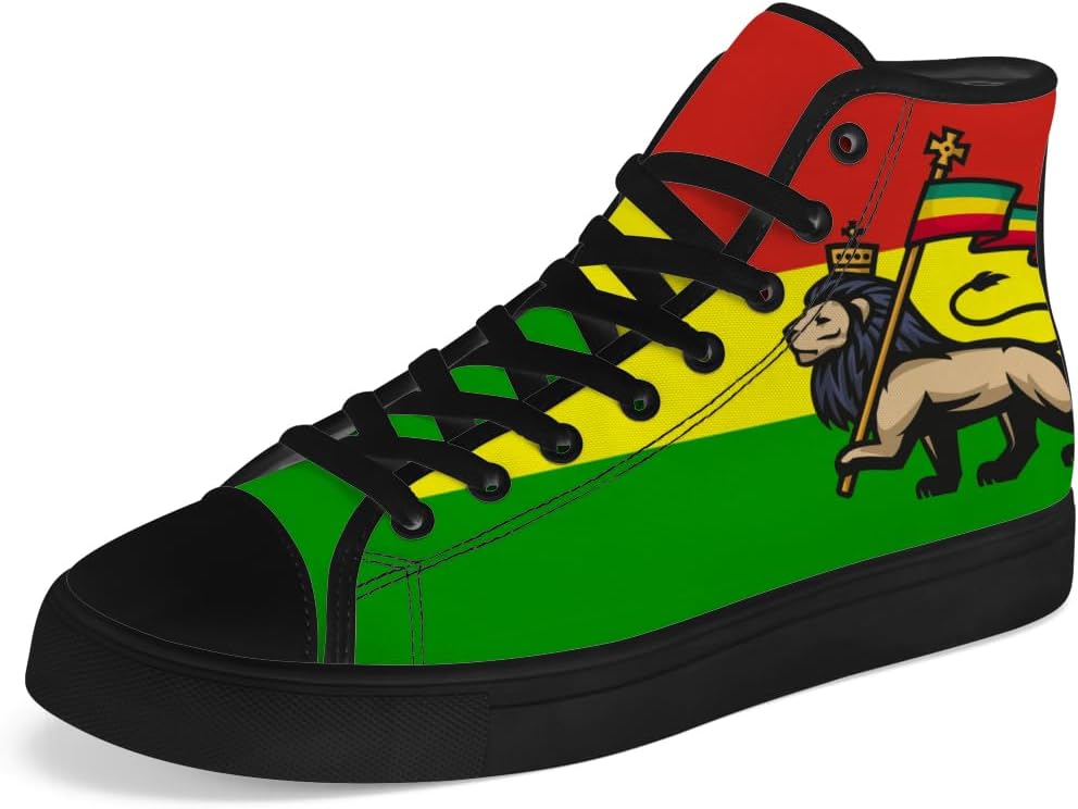 

Кеды на высокой платформе chebing Rasta для мужчин и женщин, регги, высокие кроссовки, шнуровка, повседневная обувь, подарок для папы и мамы, красный/зеленый