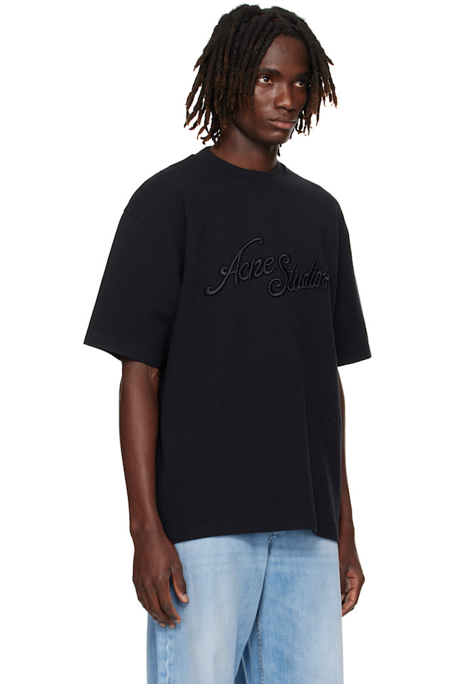 Футболка свободного кроя с логотипом Acne Studios, черный — фото 2