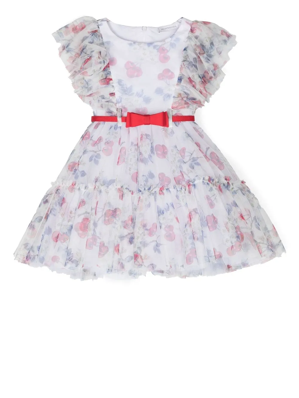 

Ярусное платье с принтом Monnalisa, белый