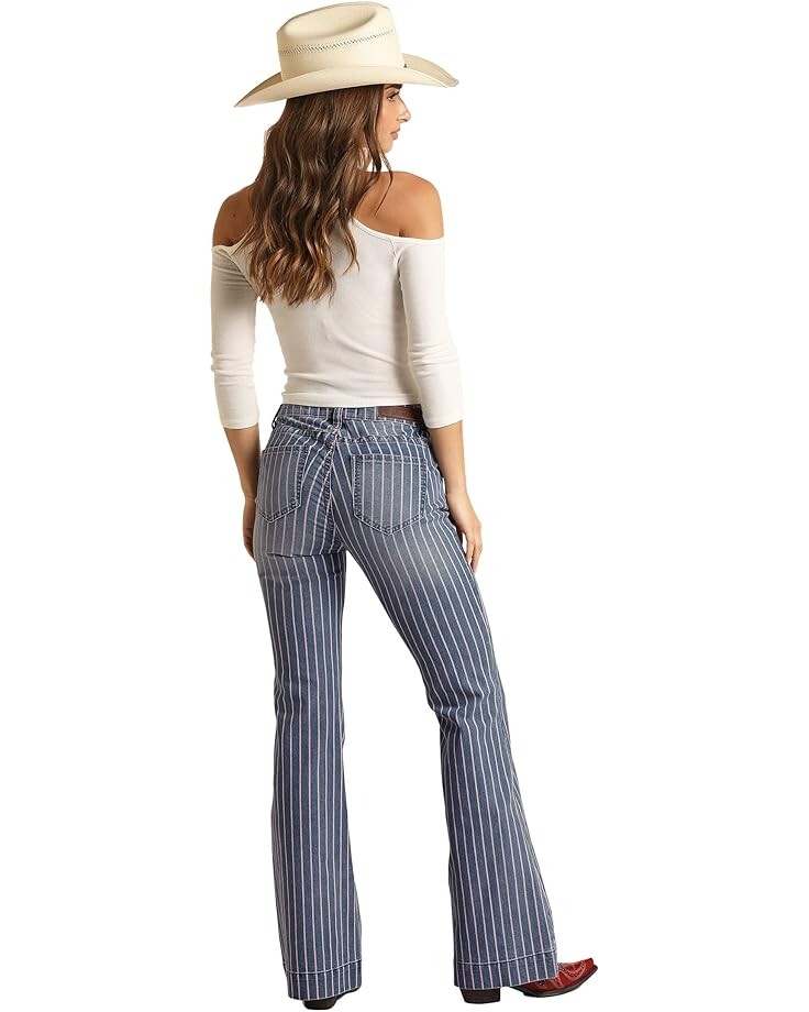 

Джинсы Rock and Roll Cowgirl Mid-Rise Trousers with Stripes Jeans in Medium Wash RRWD5MRZU1, цвет Medium Wash
